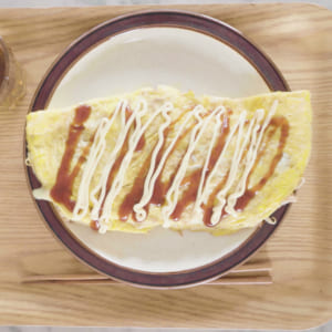 Japanese home cooking: 돈페야키(달걀구이를 덮은 오코노미야키)
